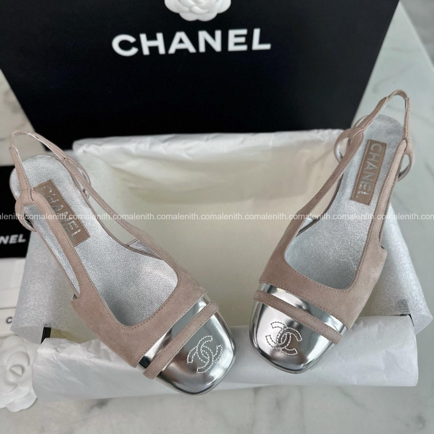 Chanel 24C Metallic Two-Tone Square Toe Slingback